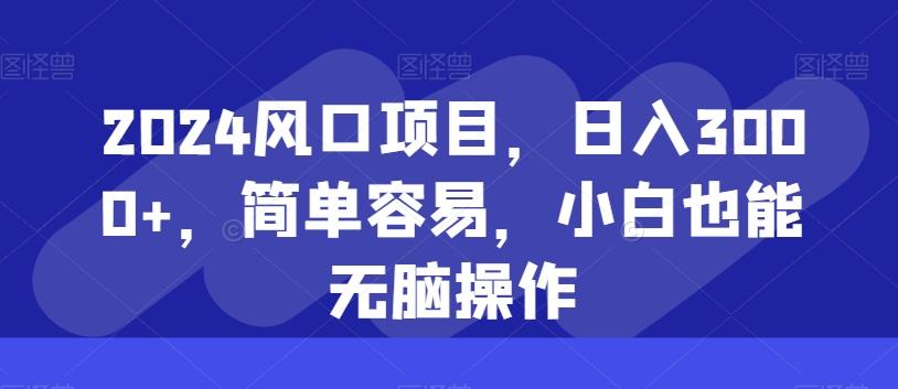 2024风口项目，日入3000+，简单容易，小白也能无脑操作-蚂蚁汇资源分享项目网