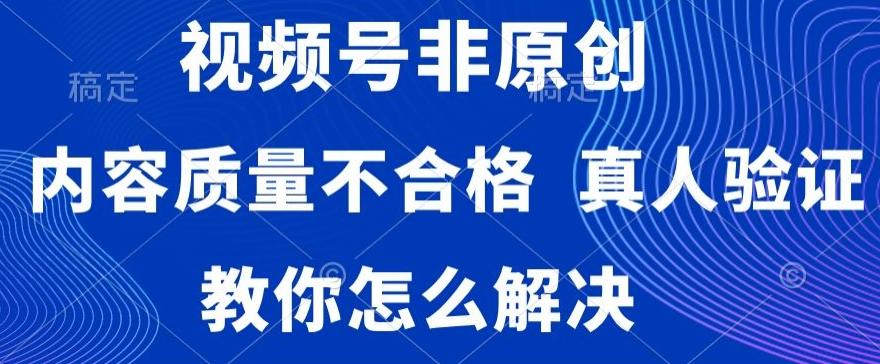 视频号非原创，内容质量不合格，真人验证，违规怎么解决【揭秘】-蚂蚁汇资源分享项目网