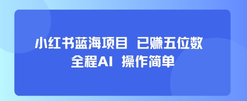 小红书蓝海项目，全程AI，操作简单，已挣五位数-蚂蚁汇资源分享项目网