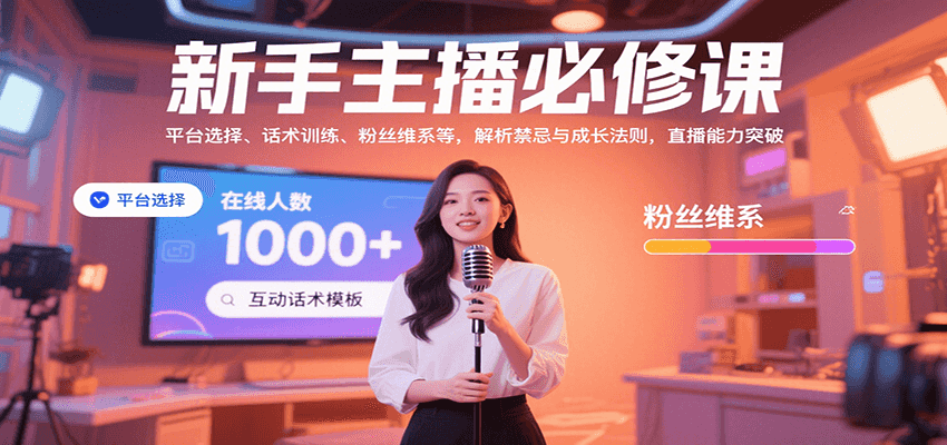 新手主播必修课：平台选择、话术训练、粉丝维系等，解析禁忌与成长法则，突破直播能力-蚂蚁汇资源分享项目网