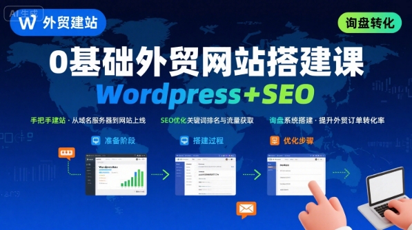 WordPress外贸建站+SEO优化课程，手把手教你从0到1搭建可获得询盘的外贸网站-蚂蚁汇资源分享项目网