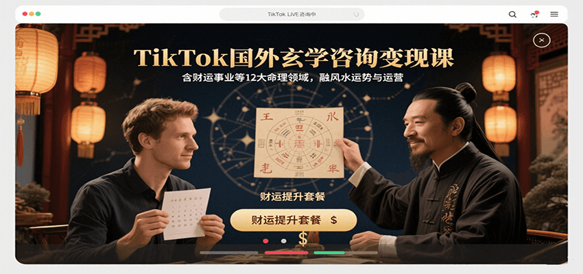 TikTok国外玄学咨询变现课，含财运事业等12大命理领域，融风水运势与运营-蚂蚁汇资源分享项目网