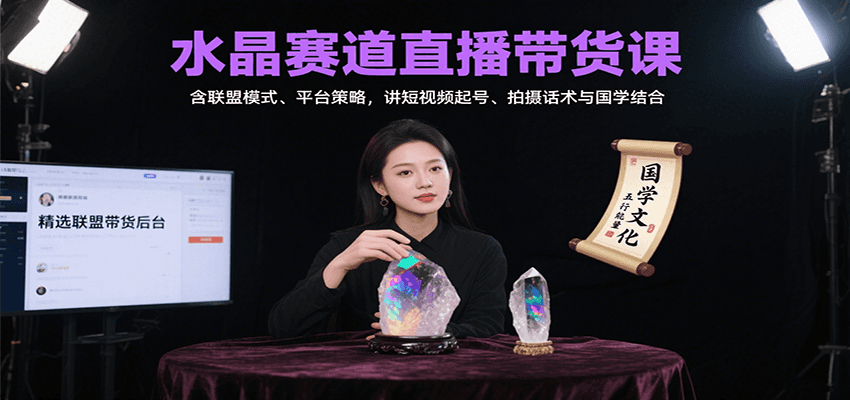 水晶赛道直播带货课：含联盟模式、平台策略，讲短视频起号、拍摄话术与国学结合-蚂蚁汇资源分享项目网