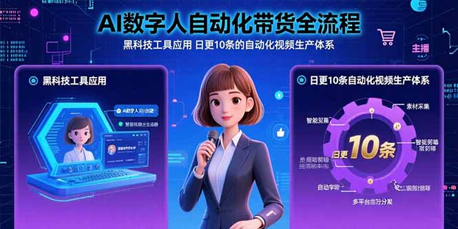 AI数字人自动化带货全流程：黑科技工具应用 日更10条的自动化视频生产体系-蚂蚁汇资源分享项目网