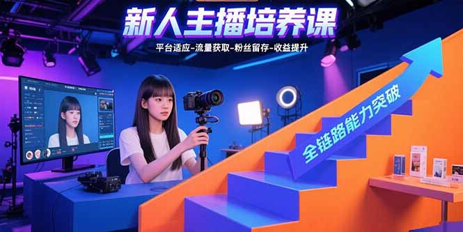 新人主播培养课：平台适应-流量获取-粉丝留存-收益提升 全链路能力突破-蚂蚁汇资源分享项目网