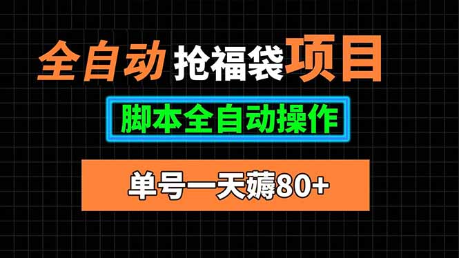 全自动抢福袋项目，单号一天80+脚本全自动操作-蚂蚁汇资源分享项目网