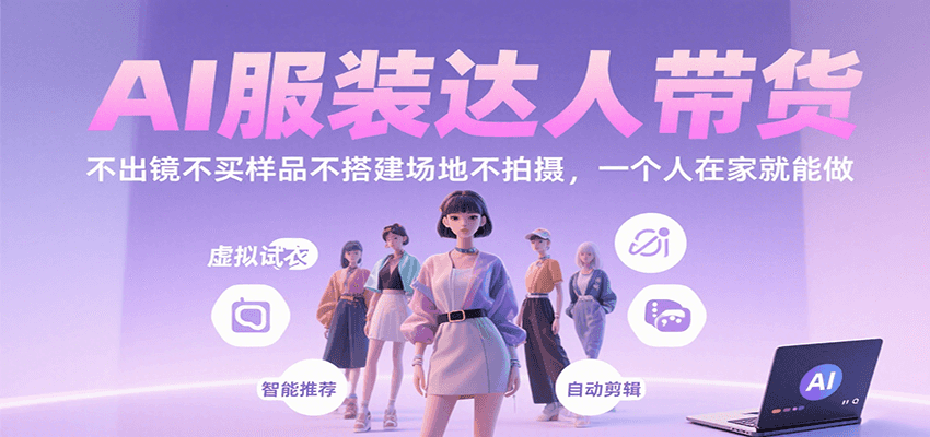 AI服装达人带货，不出镜不买样品不搭建场地不拍摄，一个人在家就能做-蚂蚁汇资源分享项目网