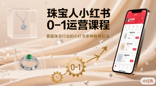 珠宝人小红书0-1运营课程，掌握珠宝行业的小红书多种账号玩法-蚂蚁汇资源分享项目网
