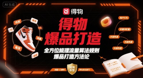得物爆品打造，全方位梳理得物流量算法规则爆品打造规则-蚂蚁汇资源分享项目网
