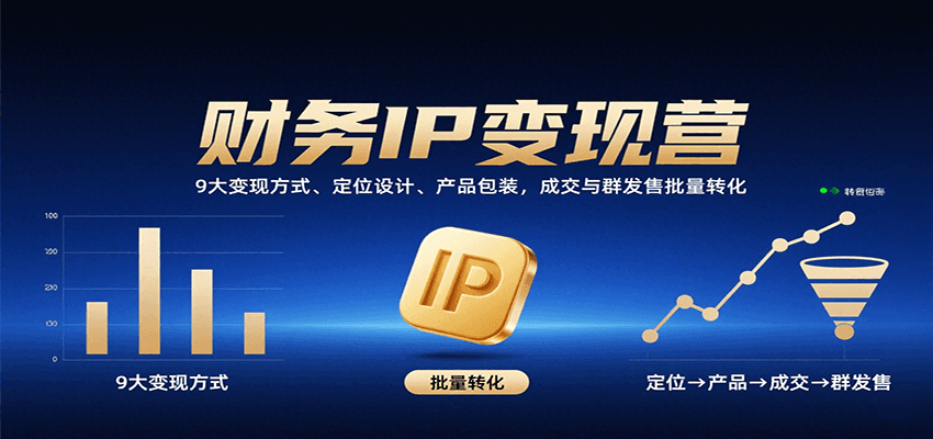 财务IP变现营：9大变现方式、定位设计、产品包装，成交与群发售批量转化-蚂蚁汇资源分享项目网