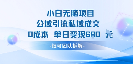 小白无脑项目公域引流私域成交0成本单日变现680米-蚂蚁汇资源分享项目网