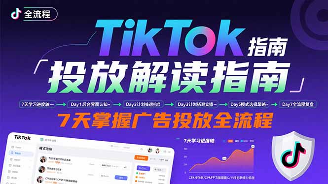 TikTok投放解读指南：后台操作/计划建立/模式选择，7天掌握广告投放全流程-蚂蚁汇资源分享项目网