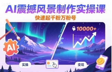 AI震撼风景制作实操课，快速起千粉万粉号-蚂蚁汇资源分享项目网