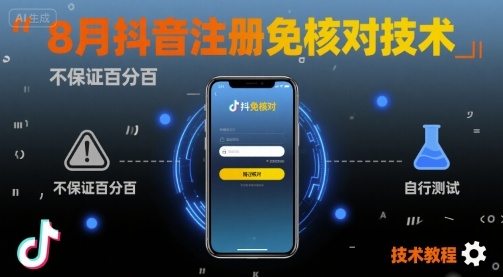 8月抖音注册免核对技术，不保证百分百，自测-蚂蚁汇资源分享项目网