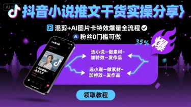 抖音小说推文干货实操分享，混剪+AI图片卡特效爆量全流程，0粉丝0门槛可做-蚂蚁汇资源分享项目网