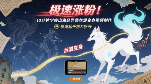 极速涨粉！10分钟学会山海经异兽丝滑变身视频制作，快速起千粉万粉号-蚂蚁汇资源分享项目网