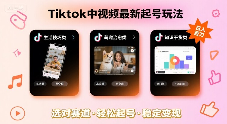 Tiktok中视频最新起号玩法，想要日入百刀，做好这几个赛道就可以了-蚂蚁汇资源分享项目网