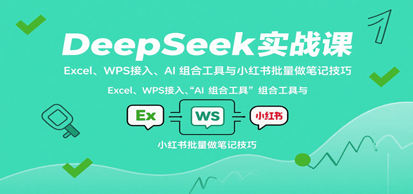 DeepSeek实战课：Excel、WPS接入、AI 组合工具与小红书批量做笔记技巧-蚂蚁汇资源分享项目网