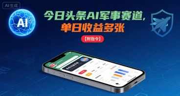 今日头条AI军事赛道，单日收益多张 ，手机可做【附指令】-蚂蚁汇资源分享项目网