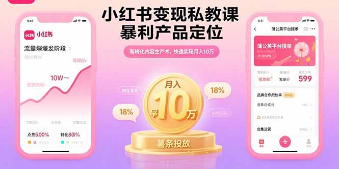 小红书变现私教课，暴利产品定位，高转化内容生产术，快速实现月入10万-蚂蚁汇资源分享项目网