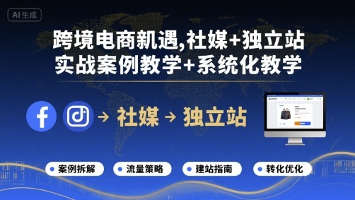 跨境电商新机遇，社媒+独立站，实战案例教学+系统化教学-蚂蚁汇资源分享项目网