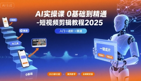AI实操课0基础到精通-短视频剪辑教程2025-蚂蚁汇资源分享项目网