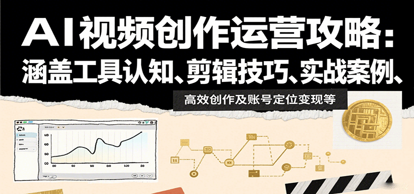AI视频创作运营攻略：涵盖工具认知、剪辑技巧、实战案例、高效创作及账号定位变现等-蚂蚁汇资源分享项目网
