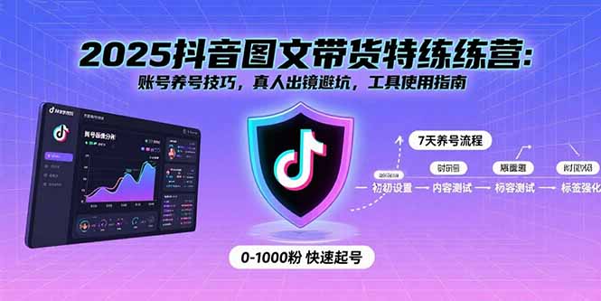 2025抖音图文带货特练营：账号养号技巧，真人出镜避坑，工具使用指南-蚂蚁汇资源分享项目网