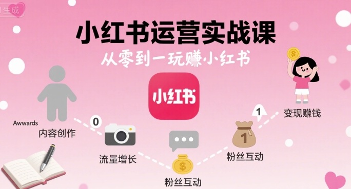 小红书运营实战课，从零到一玩賺小红书-蚂蚁汇资源分享项目网