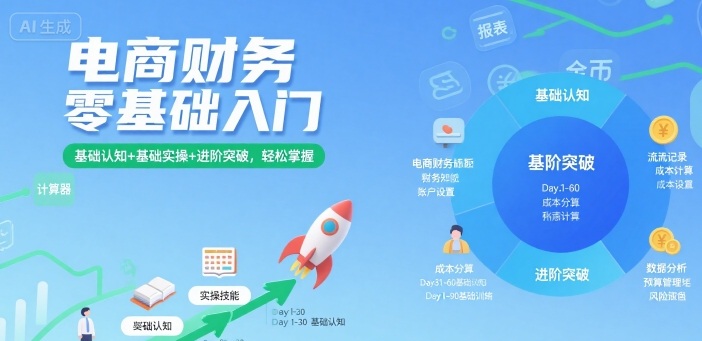 电商财务零基础入门，基础认知+基础实操+进阶突破，轻松掌握-蚂蚁汇资源分享项目网