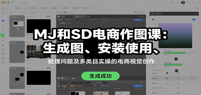 MJ和SD电商作图课：生成图、安装使用、处理问题及多类目实操的电商视觉创作-蚂蚁汇资源分享项目网
