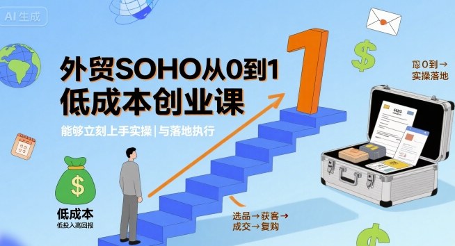 外贸SOHO从0到1低成本创业课，能够立刻上手实操与落地执行-蚂蚁汇资源分享项目网
