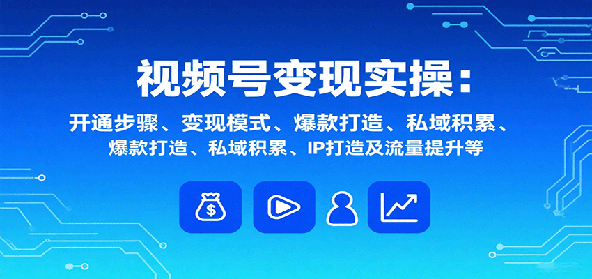 视频号变现实操，含开通步骤、变现模式、爆款打造、私域积累、IP打造及流量提升等-蚂蚁汇资源分享项目网