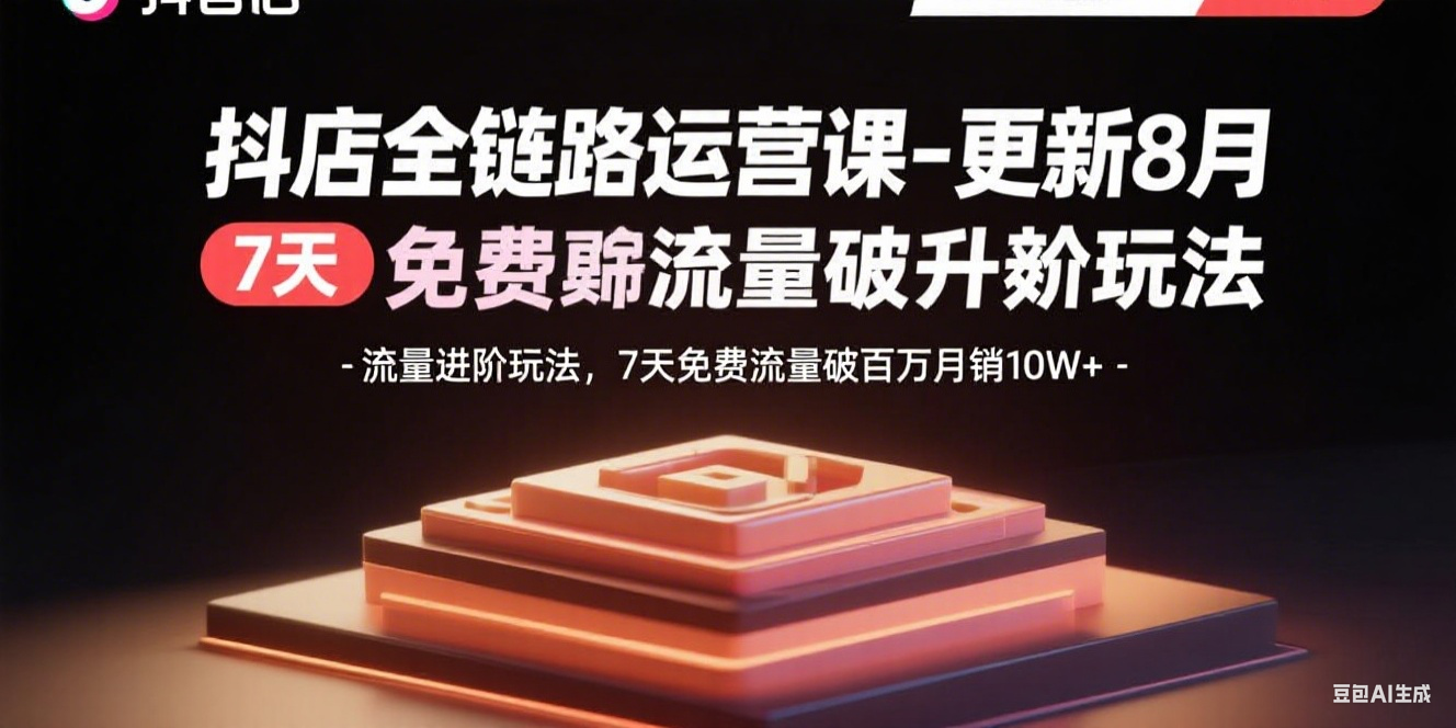 抖店全链路运营课-更新8月：流量进阶玩法，7天免费流量破百万月销10W+-蚂蚁汇资源分享项目网