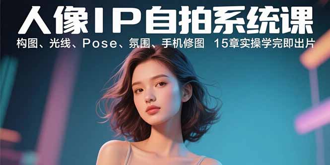 人像IP自拍系统课：构图、光线、Pose、氛围、手机修图 15章实操学完即出片-蚂蚁汇资源分享项目网