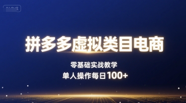 拼多多虚拟类目电商，零基础实战教学，单人操作每日100+-蚂蚁汇资源分享项目网