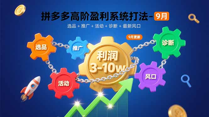 拼多多高阶盈利系统打法-9月：选品+推广+活动+诊断+最新风口，月利润3-10w-蚂蚁汇资源分享项目网