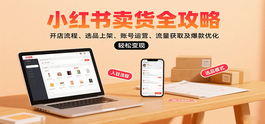 小红书卖货全攻略：开店流程、选品上架、账号运营、流量获取及爆款优化，轻松变现-蚂蚁汇资源分享项目网