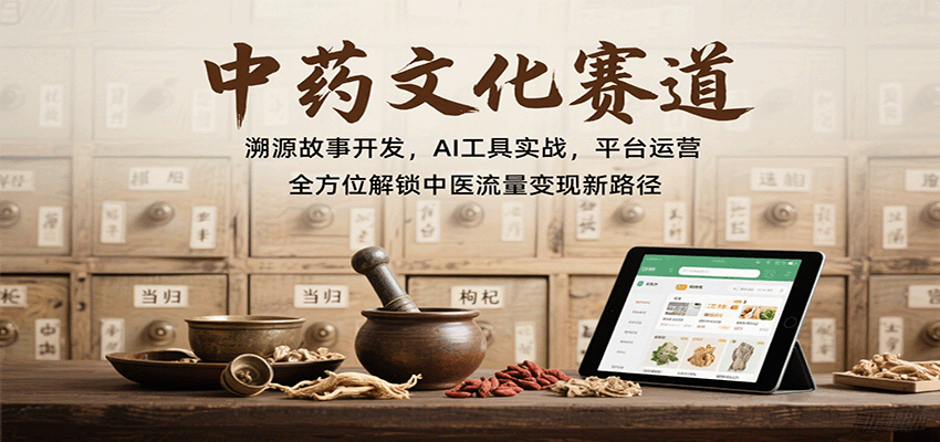 中药文化赛道：溯源故事开发，AI工具实战，平台运营，全方位解锁中医流量变现新路径-蚂蚁汇资源分享项目网