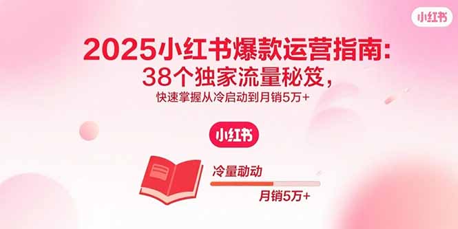 2025小红书爆款运营指南：38个独家流量秘笈，快速掌握从冷启动到月销5万+-蚂蚁汇资源分享项目网