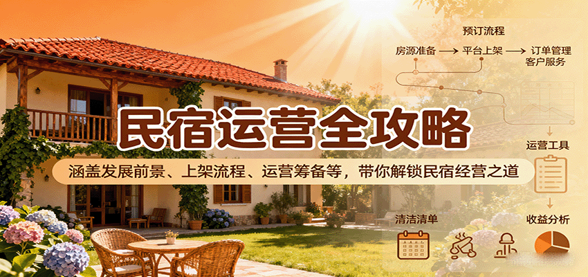 民宿运营全攻略：涵盖发展前景、上架流程、运营筹备等，带你解锁民宿经营之道-蚂蚁汇资源分享项目网