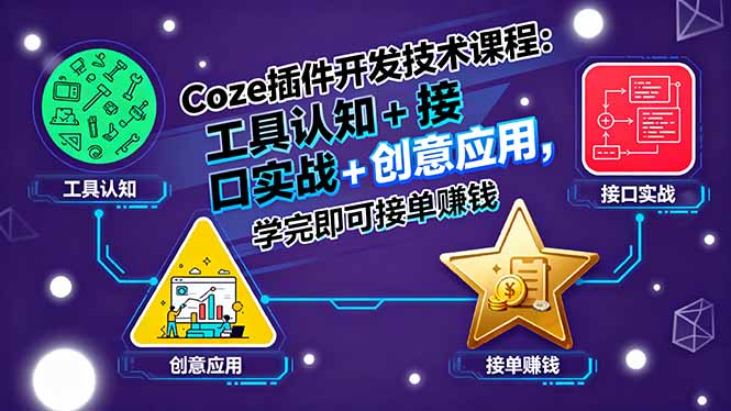 Coze插件开发技术课程：工具认知+接口实战+创意应用，学完即可接单赚钱-蚂蚁汇资源分享项目网
