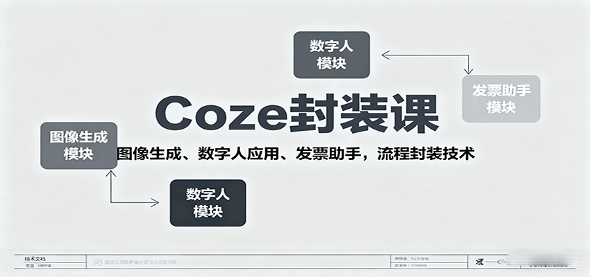 Coze封装课,图像生成、数字人应用、发票助手,流程封装技术-蚂蚁汇资源分享项目网