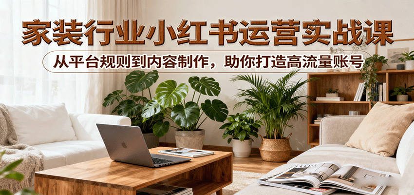 小红书家装行业运营实战课：从平台规则到内容制作，助你打造高流量账号-蚂蚁汇资源分享项目网