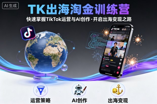 TK出海淘金训练营，助你快速掌握TikTok运营与AI创作，开启出海变现之路-蚂蚁汇资源分享项目网