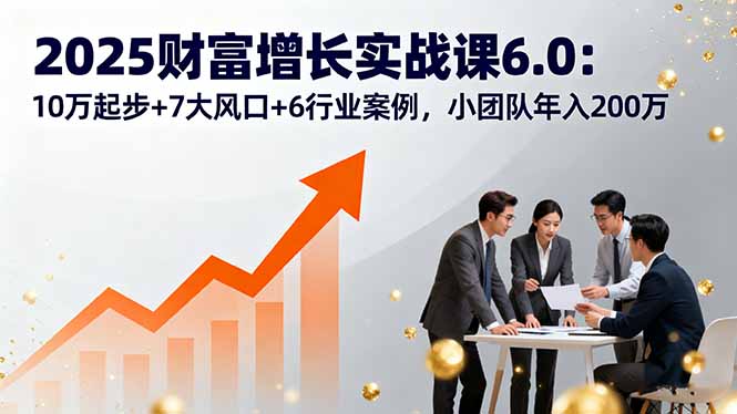 2025财富增长实战课6.0：10万起步+7大风口+6行业案例，小团队年入200万-蚂蚁汇资源分享项目网