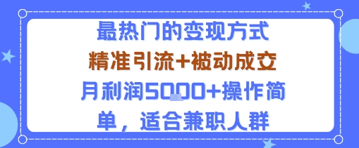 小众赛道玩法：当下最热门的变现方式，精准引流+被动成交月利润5k+操作简单，适合兼职人群-蚂蚁汇资源分享项目网