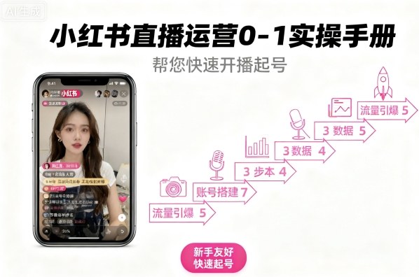 小红书直播运营0-1实操手册，帮您快速开播起号-蚂蚁汇资源分享项目网