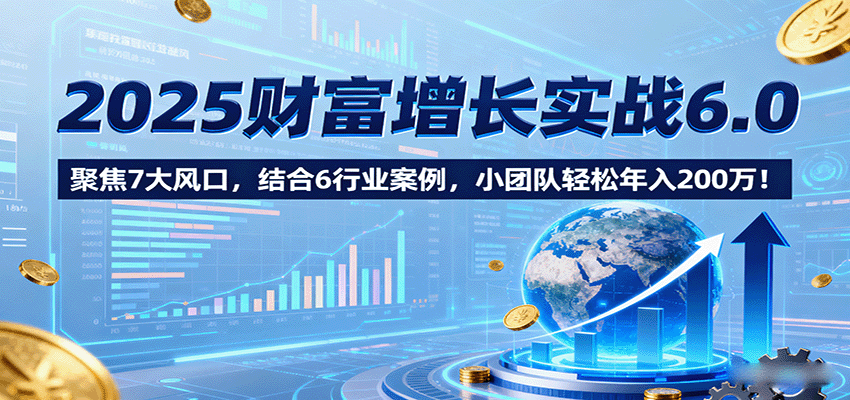 2025财富增长实战6.0，聚焦7大风口，结合6行业案例，小团队轻松年入200万！-蚂蚁汇资源分享项目网