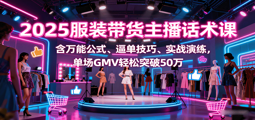 2025服装带货主播话术课，含万能公式、逼单技巧、实战演练，单场GMV轻松突破50万-蚂蚁汇资源分享项目网